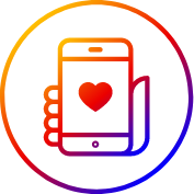Hand holding phone with heart on screen