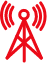 Red network tower icon. CDMA.