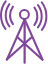Purple network tower icon with 5G speeds advertisement above it. GSMT.